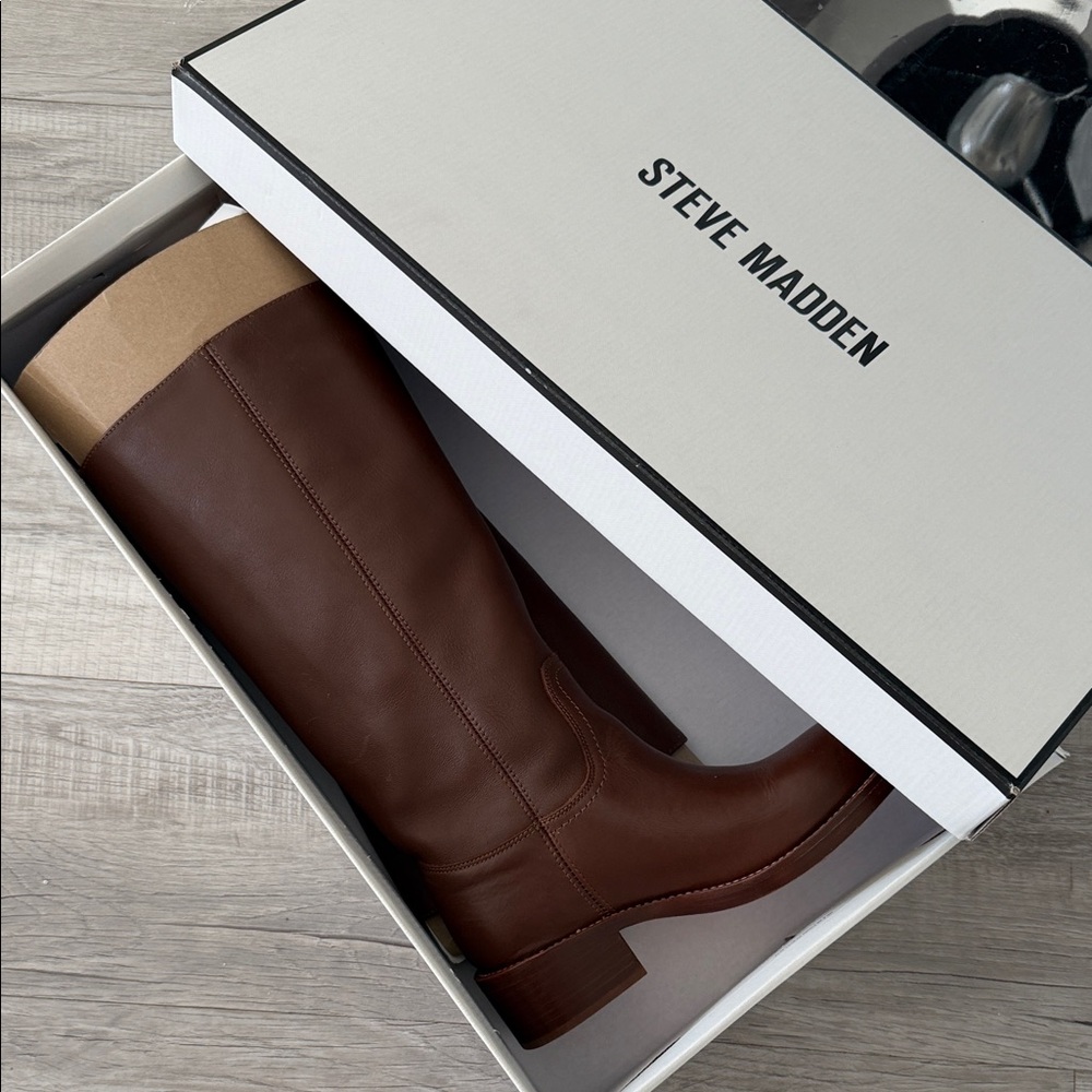 Steve Madden Brown and Tan Knee-High Heeled Boots